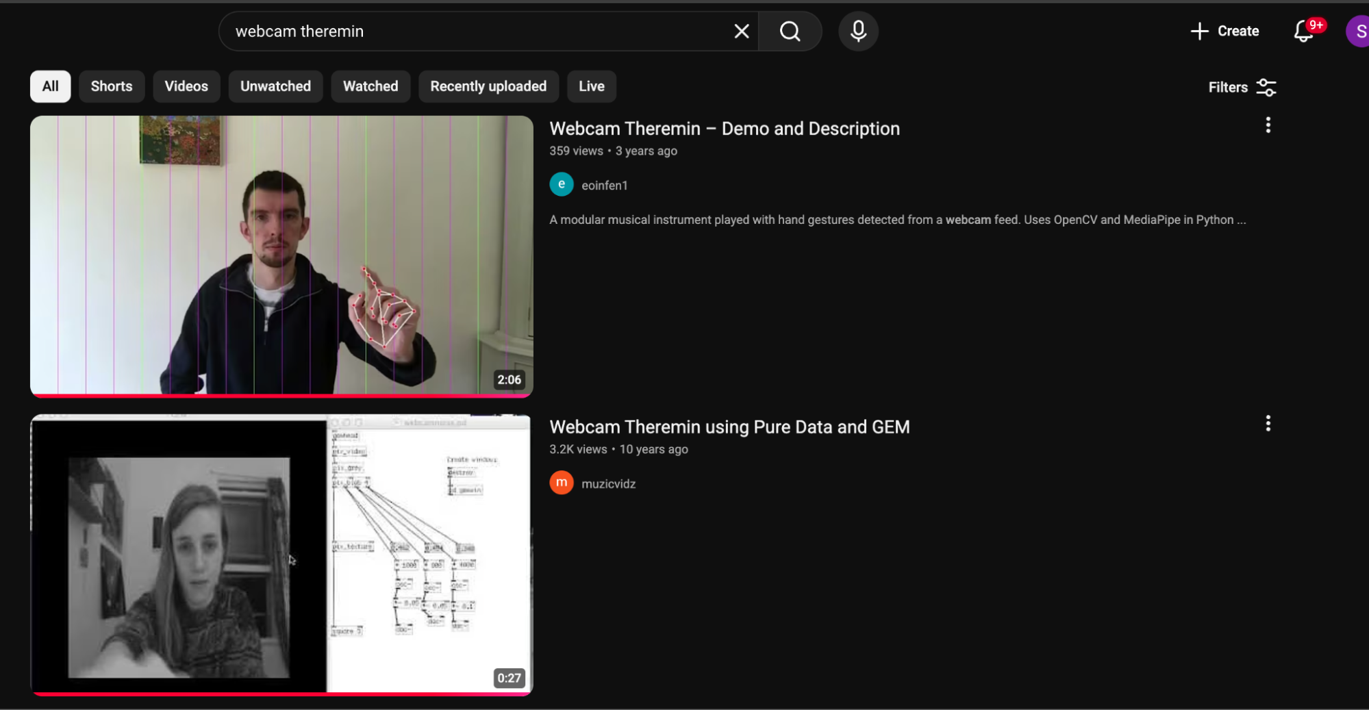 Youtube research on theremin projects